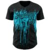 Custom Black Lakes Blue Dripping Splatter Paint Authentic Baseball Jersey