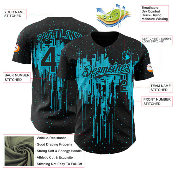 Custom Black Lakes Blue Dripping Splatter Paint Authentic Baseball Jersey