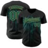 Custom Black Midnight Green-Old Gold Dripping Splatter Paint Authentic Baseball Jersey