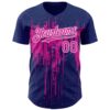 Custom Royal Deep Pink-White Dripping Splatter Paint Authentic Baseball Jersey