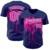 Custom Royal Deep Pink-White Dripping Splatter Paint Authentic Baseball Jersey