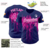 Custom Royal Deep Pink-White Dripping Splatter Paint Authentic Baseball Jersey
