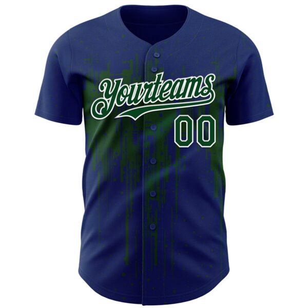 Custom Royal Green-White Dripping Splatter Paint Authentic Baseball Jersey