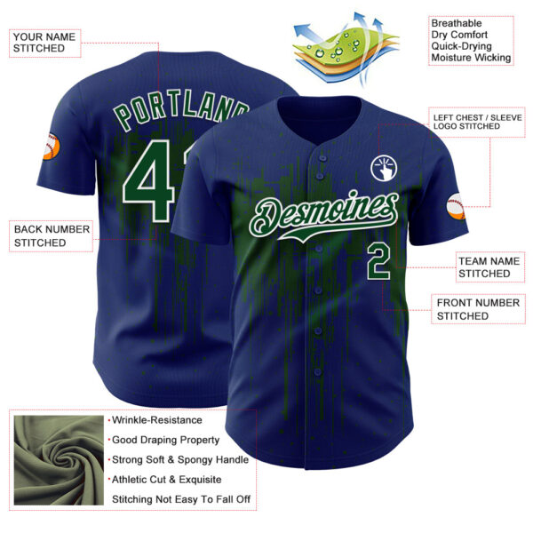 Custom Royal Green-White Dripping Splatter Paint Authentic Baseball Jersey