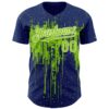 Custom Royal Neon Green-White Dripping Splatter Paint Authentic Baseball Jersey