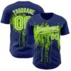 Custom Royal Neon Green-White Dripping Splatter Paint Authentic Baseball Jersey