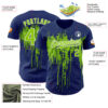 Custom Royal Neon Green-White Dripping Splatter Paint Authentic Baseball Jersey