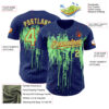 Custom Royal Pea Green-Orange Dripping Splatter Paint Authentic Baseball Jersey