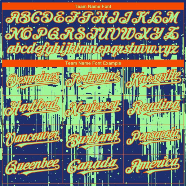 Custom Royal Pea Green-Orange Dripping Splatter Paint Authentic Baseball Jersey