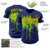 Custom Royal Neon Green-Orange Dripping Splatter Paint Authentic Baseball Jersey