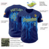 Custom Royal Powder Blue-Yellow Dripping Splatter Paint Authentic Baseball Jersey