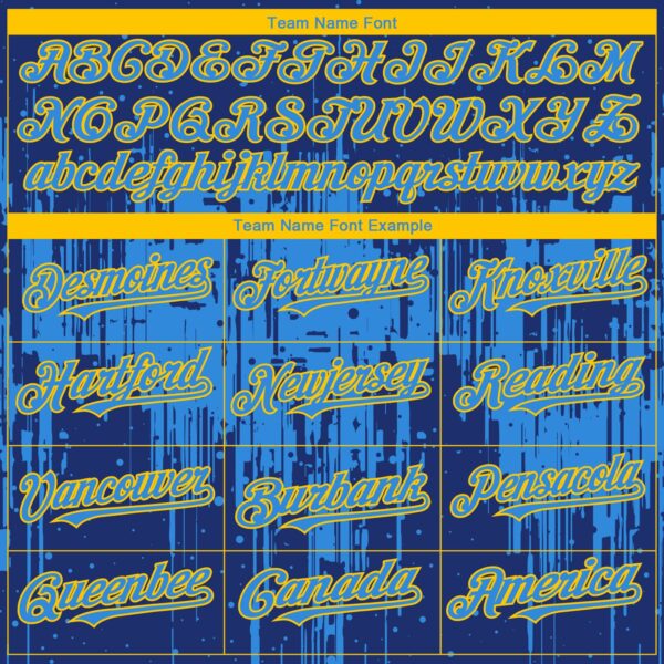 Custom Royal Powder Blue-Yellow Dripping Splatter Paint Authentic Baseball Jersey