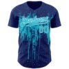 Custom Royal Lakes Blue-White Dripping Splatter Paint Authentic Baseball Jersey