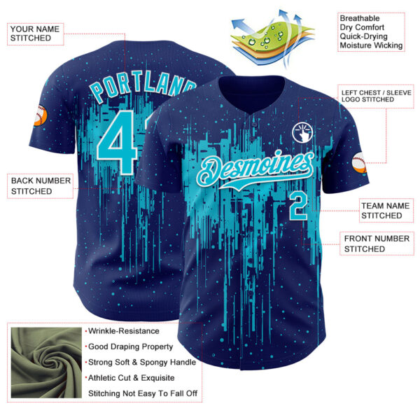 Custom Royal Lakes Blue-White Dripping Splatter Paint Authentic Baseball Jersey