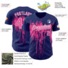 Custom Royal Pink-White Dripping Splatter Paint Authentic Baseball Jersey
