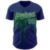 Custom Royal Kelly Green-Cream Dripping Splatter Paint Authentic Baseball Jersey