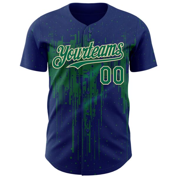 Custom Royal Kelly Green-Cream Dripping Splatter Paint Authentic Baseball Jersey