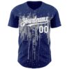 Custom Royal White-Gray Dripping Splatter Paint Authentic Baseball Jersey