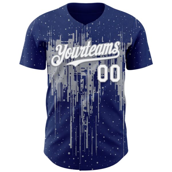 Custom Royal White-Gray Dripping Splatter Paint Authentic Baseball Jersey