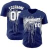 Custom Royal White-Gray Dripping Splatter Paint Authentic Baseball Jersey