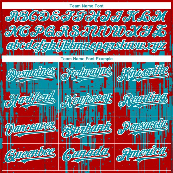 Custom Red Teal-White Dripping Splatter Paint Authentic Baseball Jersey