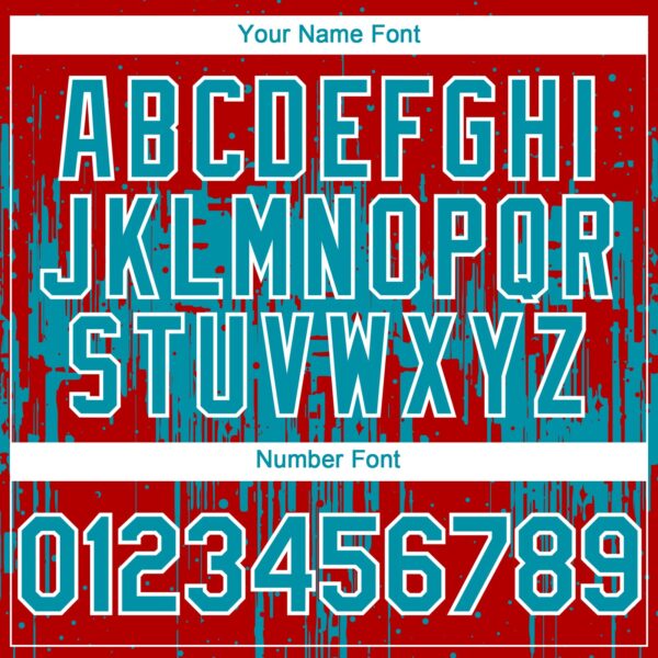 Custom Red Teal-White Dripping Splatter Paint Authentic Baseball Jersey