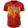 Custom Red White-Yellow Dripping Splatter Paint Authentic Baseball Jersey