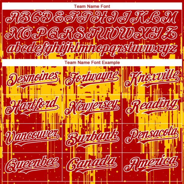 Custom Red White-Yellow Dripping Splatter Paint Authentic Baseball Jersey