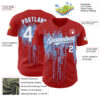 Custom Red White-Light Blue Dripping Splatter Paint Authentic Baseball Jersey