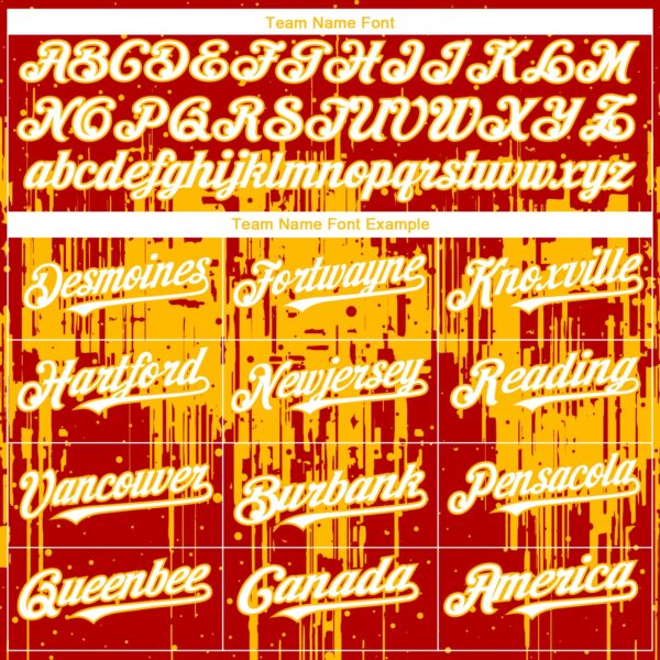 Custom Red White-Gold Dripping Splatter Paint Authentic Baseball Jersey