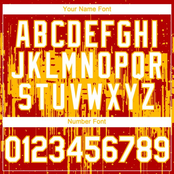 Custom Red White-Gold Dripping Splatter Paint Authentic Baseball Jersey