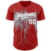 Custom Red White-Gray Dripping Splatter Paint Authentic Baseball Jersey