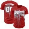 Custom Red White-Gray Dripping Splatter Paint Authentic Baseball Jersey