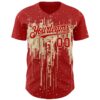 Custom Red Cream Dripping Splatter Paint Authentic Baseball Jersey