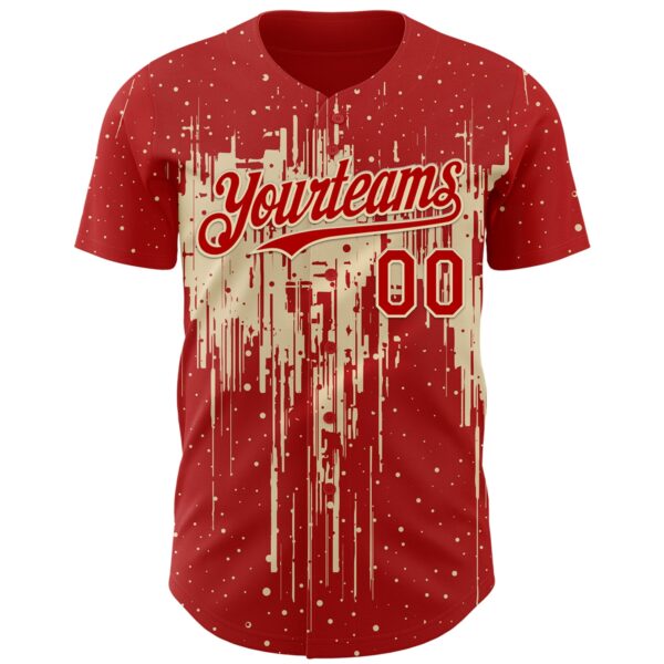 Custom Red Cream Dripping Splatter Paint Authentic Baseball Jersey