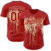 Custom Red Cream Dripping Splatter Paint Authentic Baseball Jersey