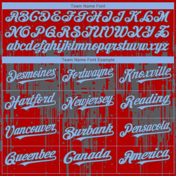 Custom Red Light Blue-Steel Gray Dripping Splatter Paint Authentic Baseball Jersey