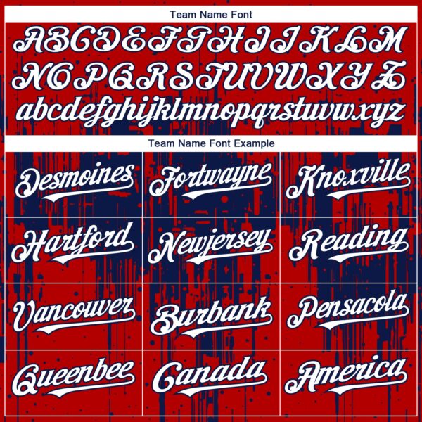 Custom Red White-Navy Dripping Splatter Paint Authentic Baseball Jersey