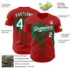 Custom Red White-Kelly Green Dripping Splatter Paint Authentic Baseball Jersey