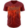 Custom Crimson Old Gold Orange Dripping Splatter Paint Authentic Baseball Jersey