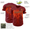 Custom Crimson Old Gold Orange Dripping Splatter Paint Authentic Baseball Jersey