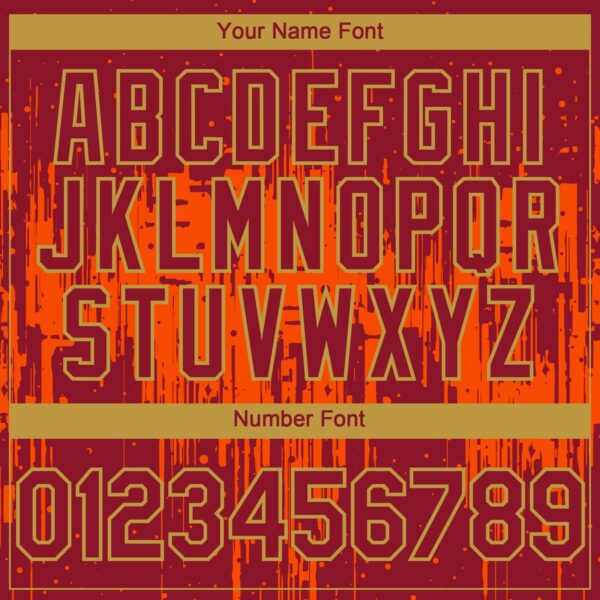 Custom Crimson Old Gold Orange Dripping Splatter Paint Authentic Baseball Jersey