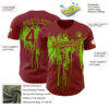 Custom Crimson Neon Green Dripping Splatter Paint Authentic Baseball Jersey