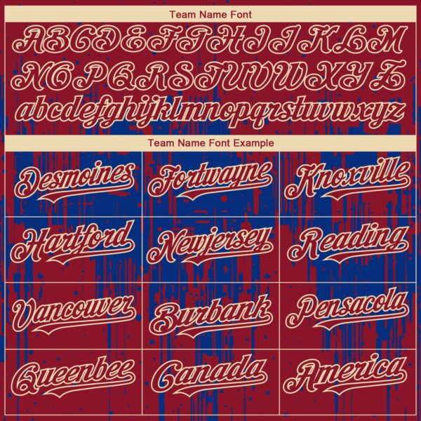 Custom Crimson Cream-Royal Dripping Splatter Paint Authentic Baseball Jersey