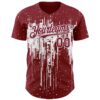 Custom Crimson White Dripping Splatter Paint Authentic Baseball Jersey