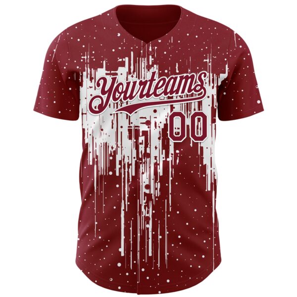 Custom Crimson White Dripping Splatter Paint Authentic Baseball Jersey