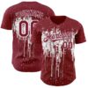 Custom Crimson White Dripping Splatter Paint Authentic Baseball Jersey