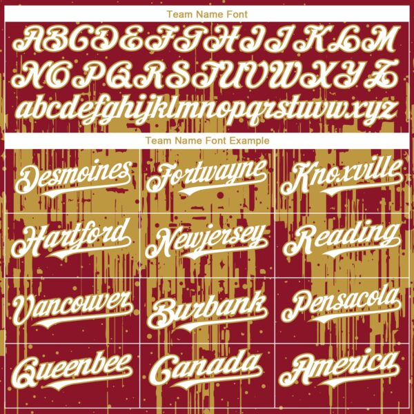 Custom Crimson White-Old Gold Dripping Splatter Paint Authentic Baseball Jersey