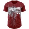 Custom Crimson White-Gray Dripping Splatter Paint Authentic Baseball Jersey