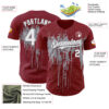 Custom Crimson White-Gray Dripping Splatter Paint Authentic Baseball Jersey